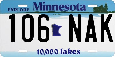 MN license plate 106NAK