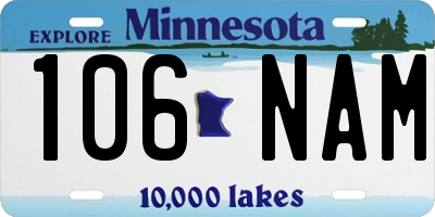 MN license plate 106NAM