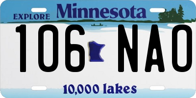 MN license plate 106NAO