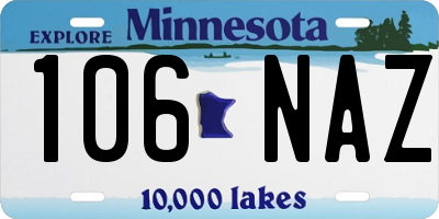 MN license plate 106NAZ