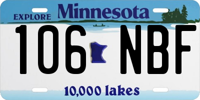 MN license plate 106NBF