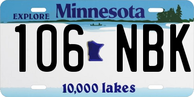 MN license plate 106NBK