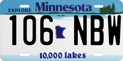 MN license plate 106NBW