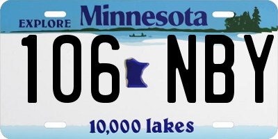 MN license plate 106NBY