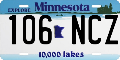 MN license plate 106NCZ
