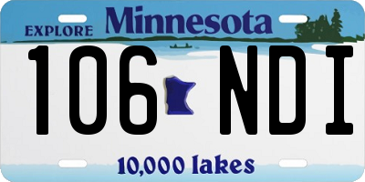 MN license plate 106NDI