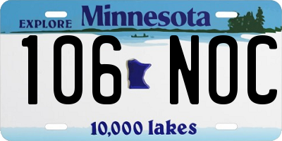MN license plate 106NOC