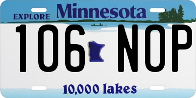 MN license plate 106NOP