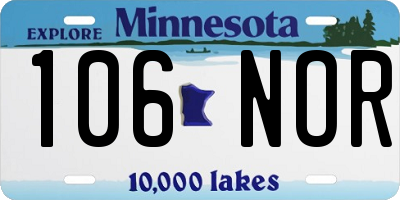 MN license plate 106NOR