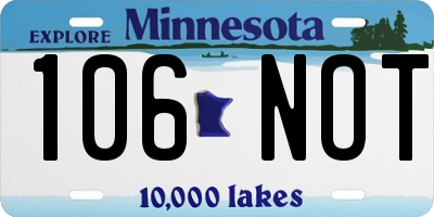 MN license plate 106NOT