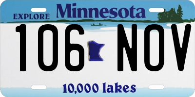 MN license plate 106NOV