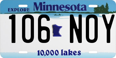 MN license plate 106NOY