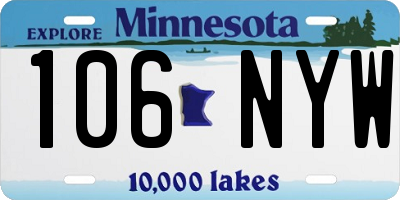 MN license plate 106NYW