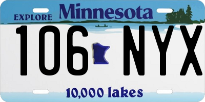 MN license plate 106NYX