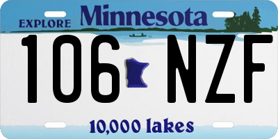 MN license plate 106NZF