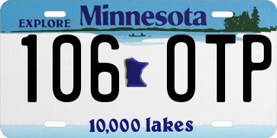 MN license plate 106OTP