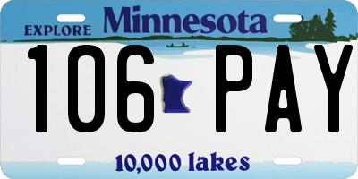 MN license plate 106PAY