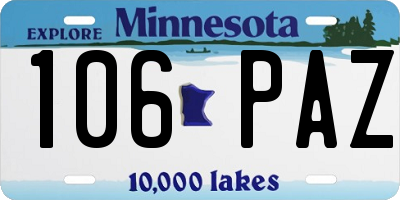MN license plate 106PAZ