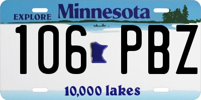 MN license plate 106PBZ