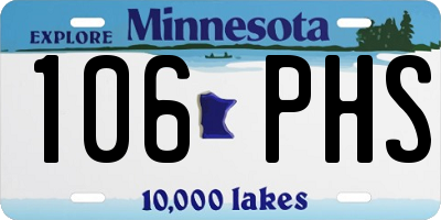 MN license plate 106PHS