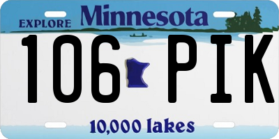 MN license plate 106PIK