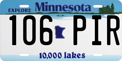 MN license plate 106PIR