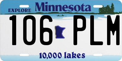 MN license plate 106PLM