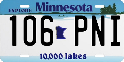 MN license plate 106PNI