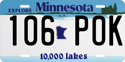 MN license plate 106POK