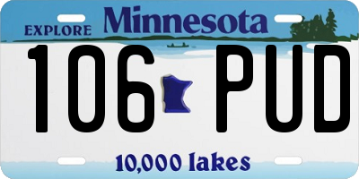 MN license plate 106PUD