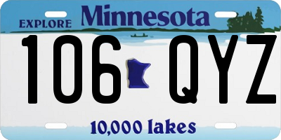 MN license plate 106QYZ