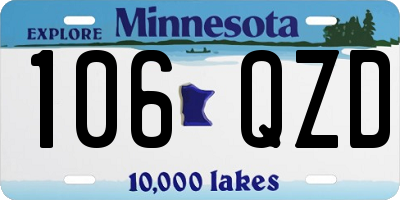 MN license plate 106QZD