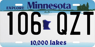 MN license plate 106QZT