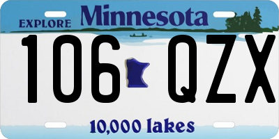 MN license plate 106QZX
