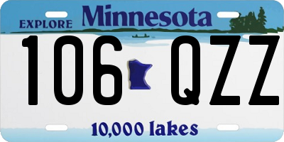 MN license plate 106QZZ