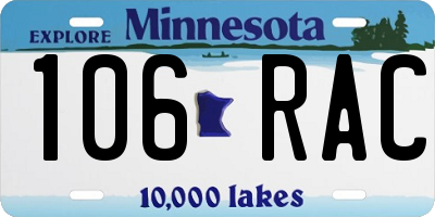 MN license plate 106RAC