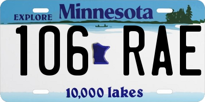MN license plate 106RAE
