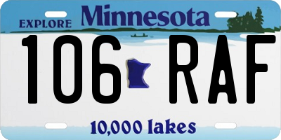 MN license plate 106RAF