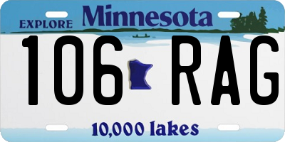 MN license plate 106RAG