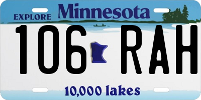 MN license plate 106RAH