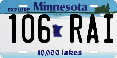MN license plate 106RAI