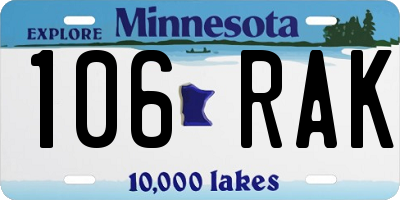 MN license plate 106RAK