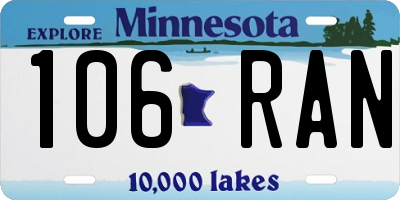 MN license plate 106RAN