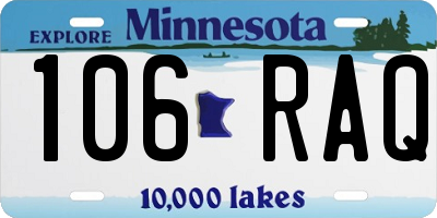 MN license plate 106RAQ