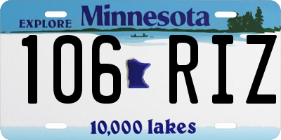 MN license plate 106RIZ