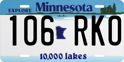 MN license plate 106RKO