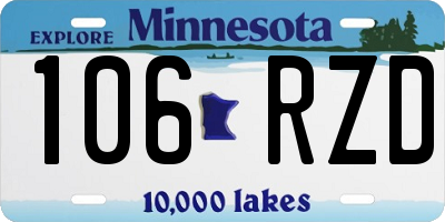 MN license plate 106RZD