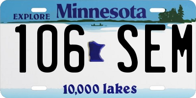MN license plate 106SEM