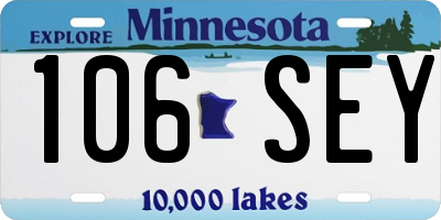 MN license plate 106SEY