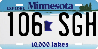 MN license plate 106SGH